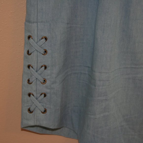 Simply Noelle size L/XL Convertible %100 Cotton Denim Midi Dress - Picture 4 of 6